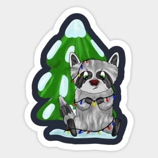 Funny Christmas raccoon Sticker